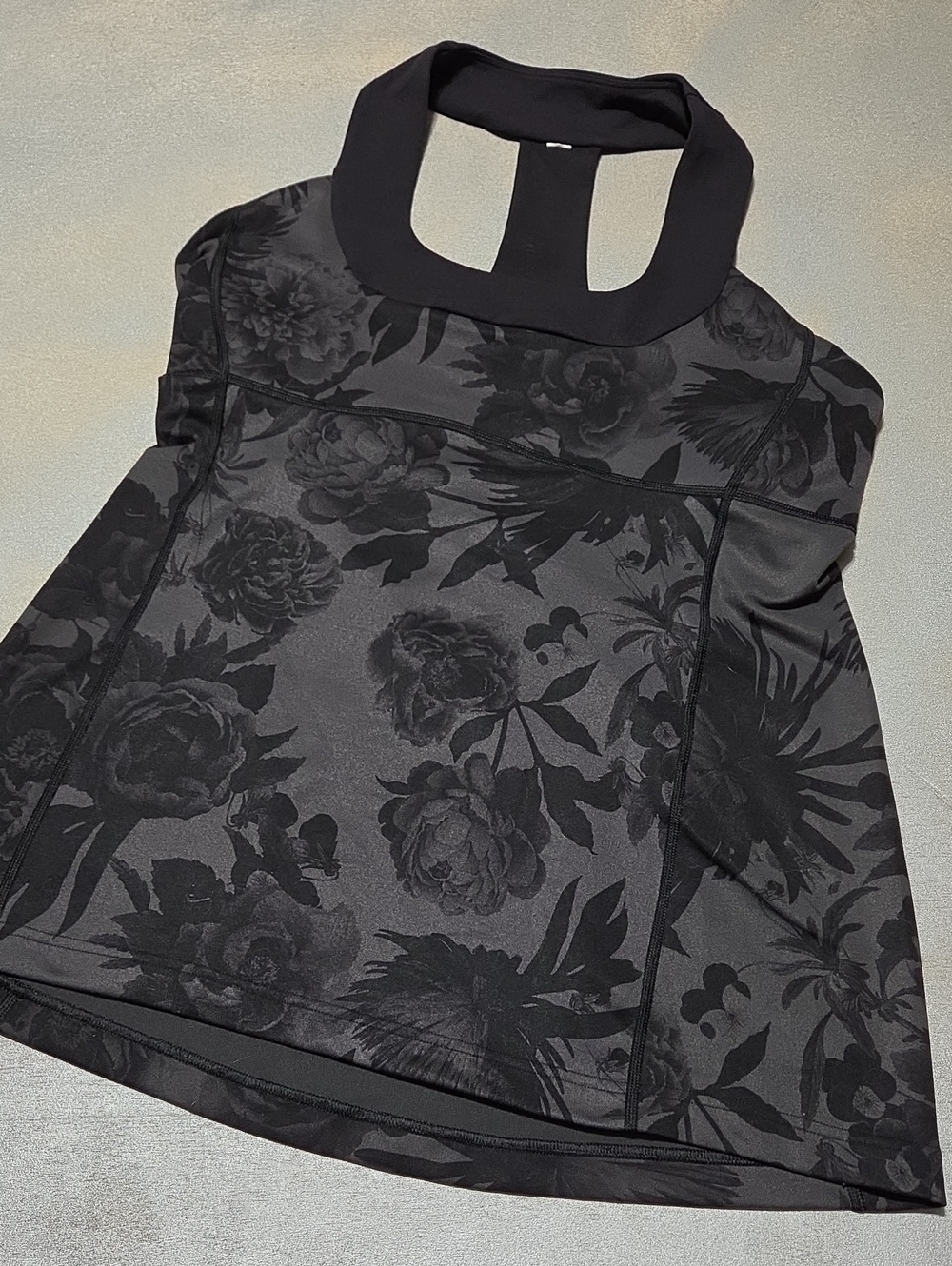 lululemon athletica Black Floral Jacquard Halter Tank Excellent!!